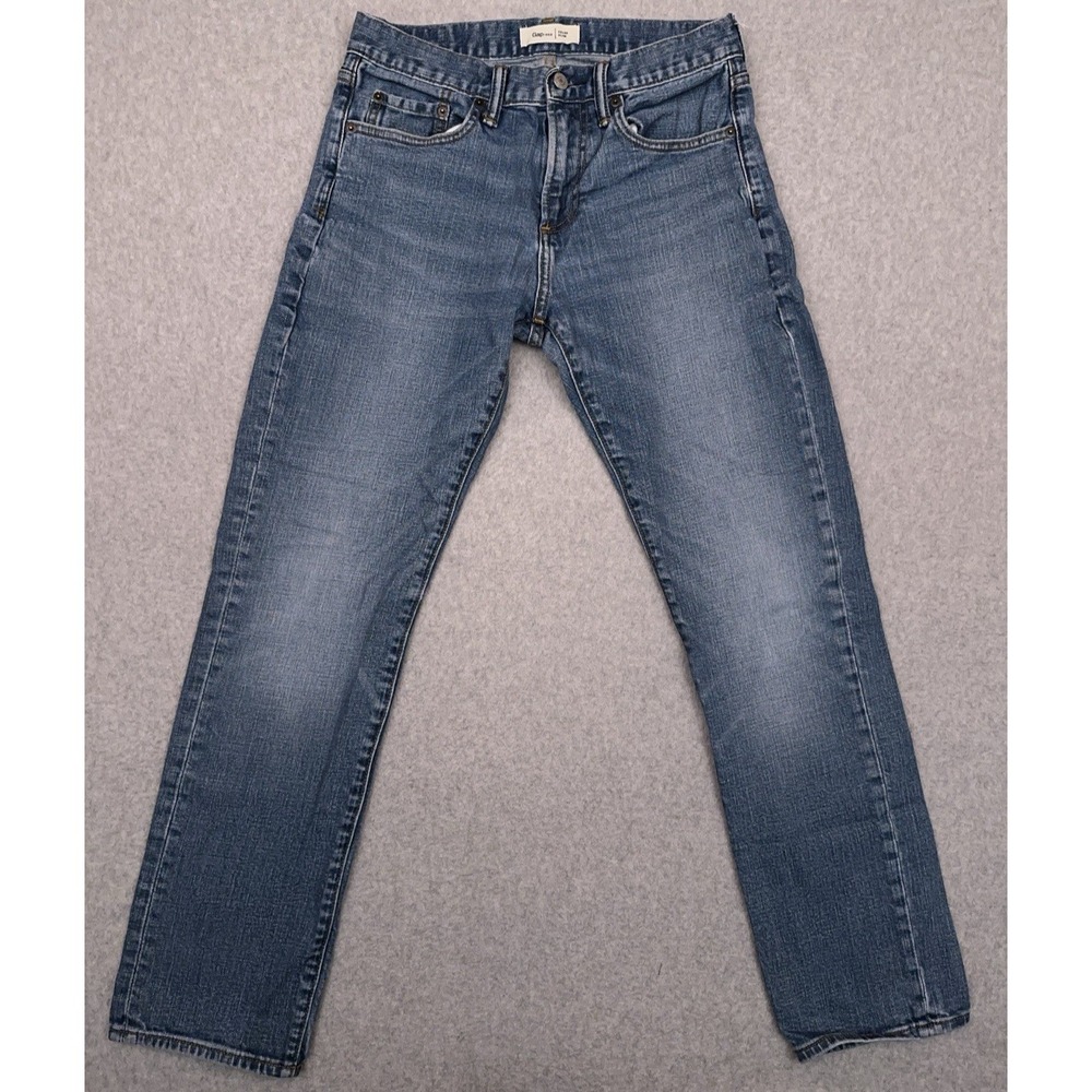 GAP 1969 Slim Straight Jeans Men's 28x30 Faded Medium Indigo Wash‎ Stretch